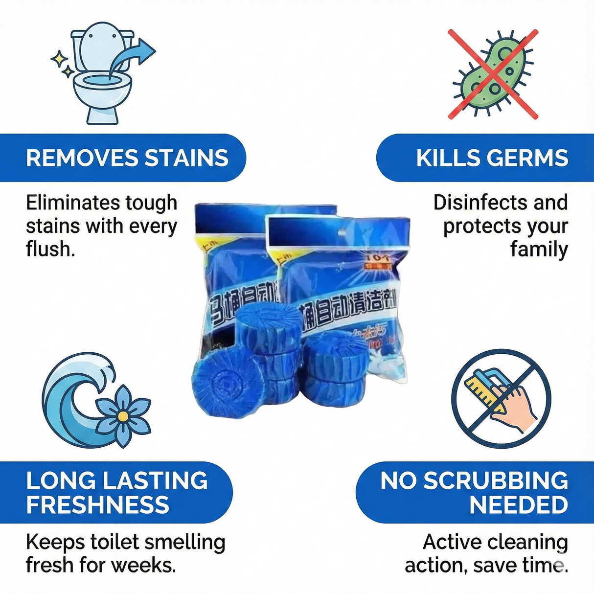 🚽 Toilet Cleaning Tablet (10 pcs) | Automatic Cleaner & Deodorizer 🔥 Limited Offer – Buy Now!