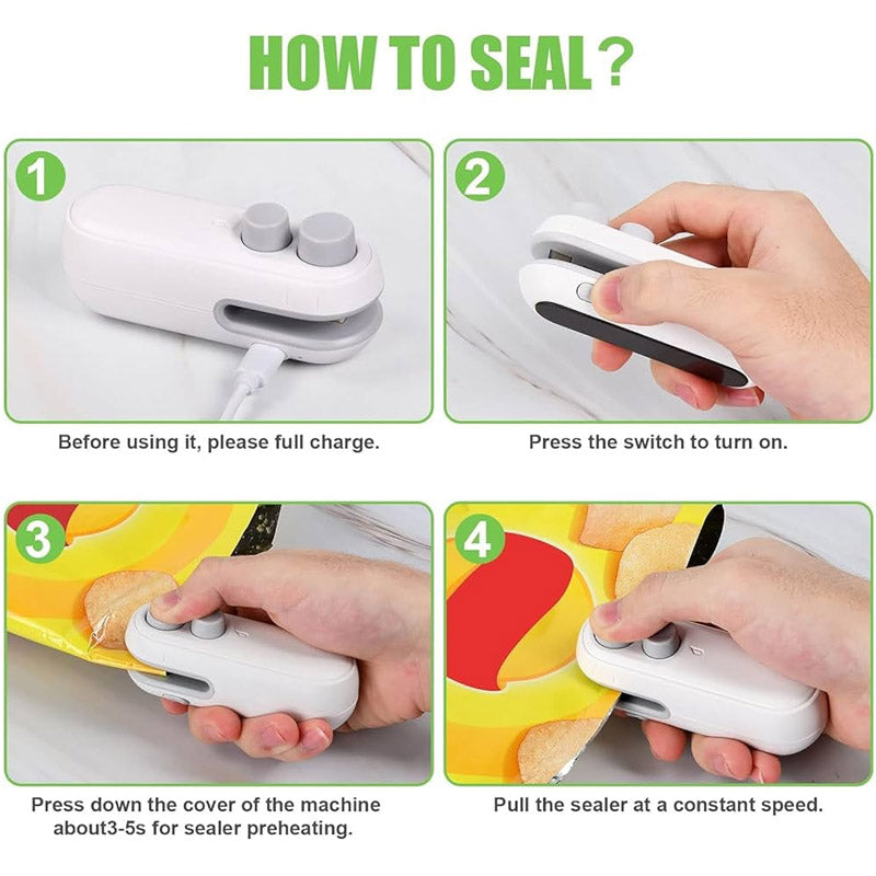 🔥 Portable Mini Sealing Machine 2-in-1 – USB Rechargeable + Cutter ✨