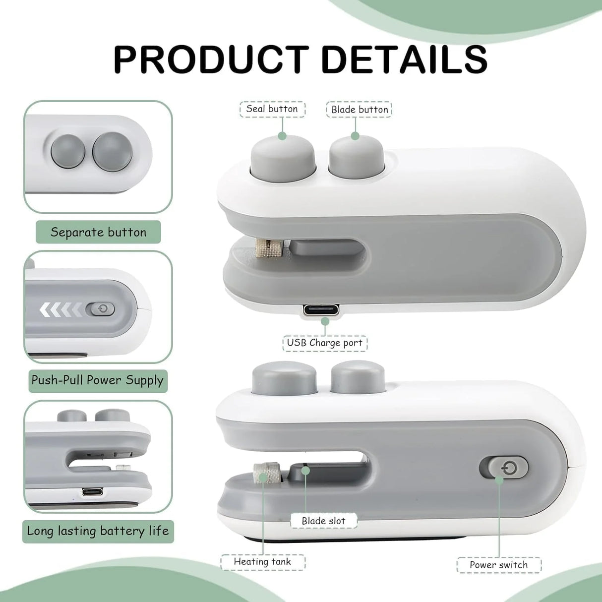 🔥 Portable Mini Sealing Machine 2-in-1 – USB Rechargeable + Cutter ✨