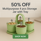 Multipurpose 4 pcs Storage Jar with Tray | 50% OFF