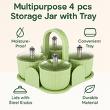 Multipurpose 4 pcs Storage Jar with Tray | 50% OFF