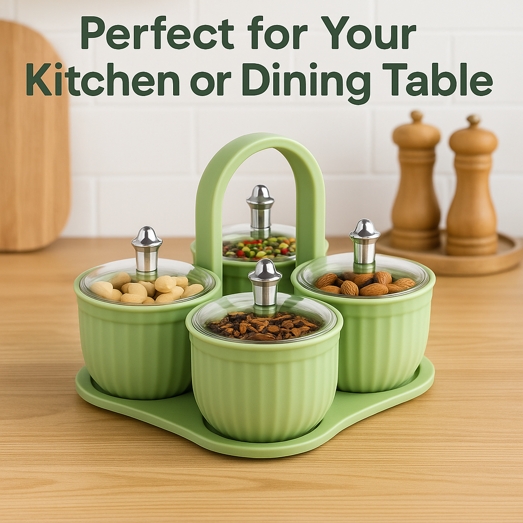 Multipurpose 4 pcs Storage Jar with Tray | 50% OFF