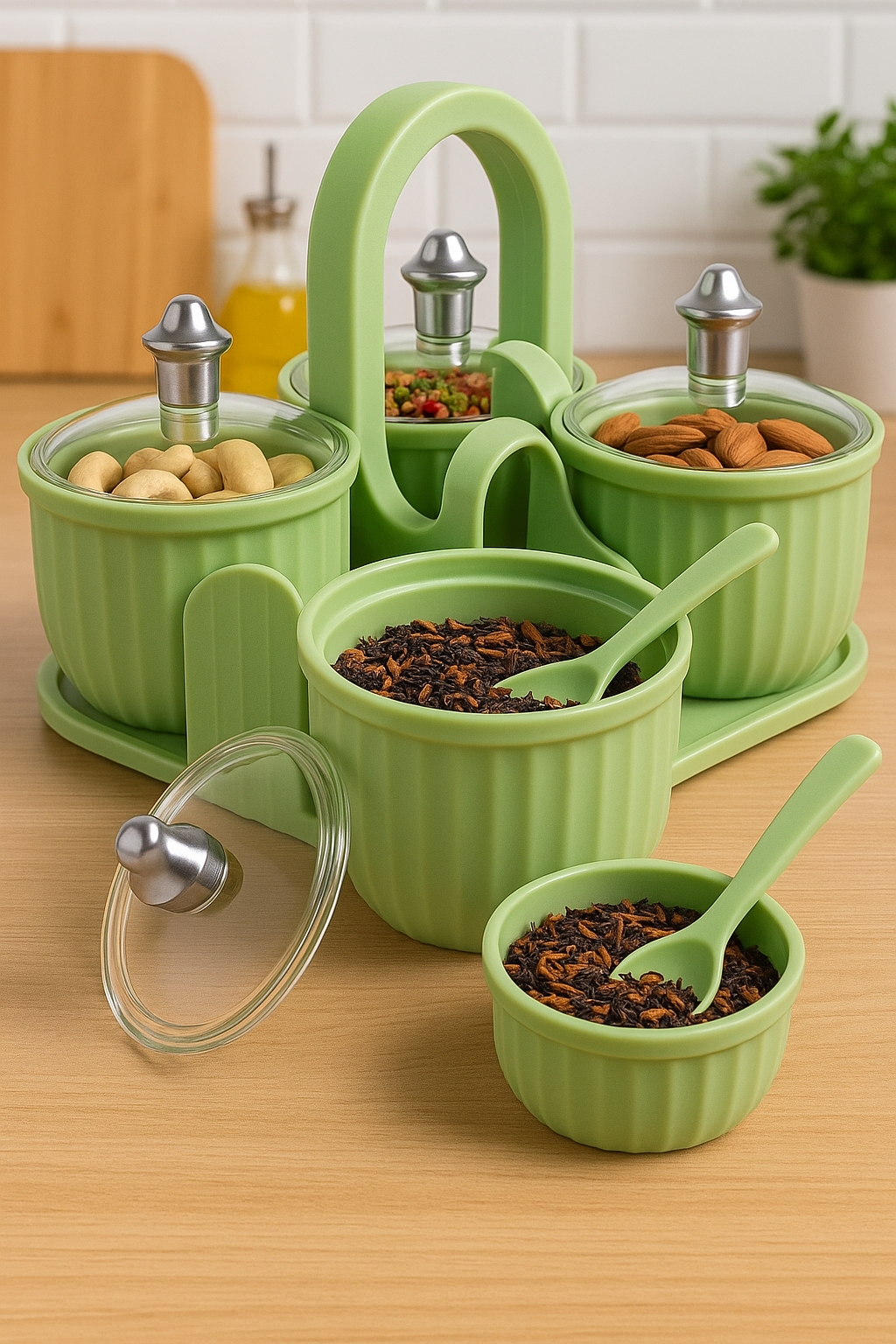 Multipurpose 4 pcs Storage Jar with Tray | 50% OFF