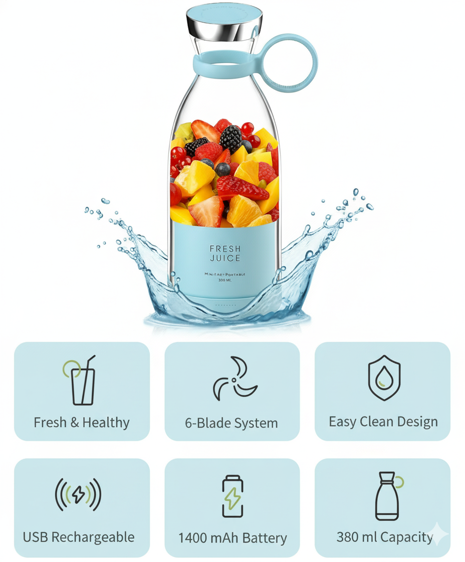 🧃 Fresh Juice Portable Mini Blender - 50% OFF